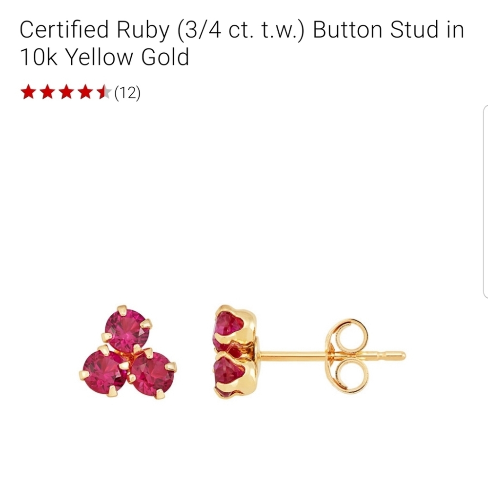 Ruby button stud in 10 k gold